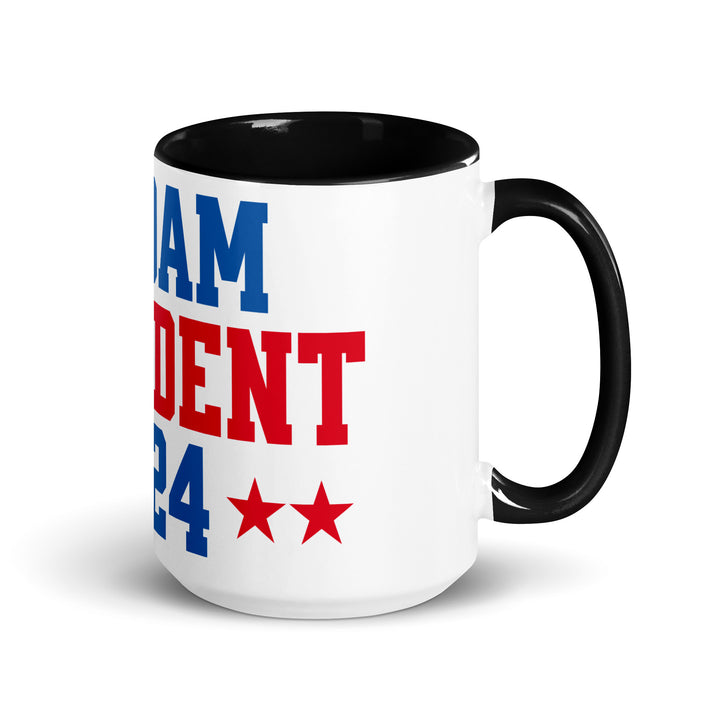 Madam President 2024 Mug with Color Inside - Black / 15 oz - ArtyKoala