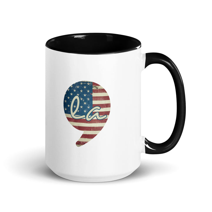 USA Comma La Mug with Color Inside - Black / 15 oz - ArtyKoala