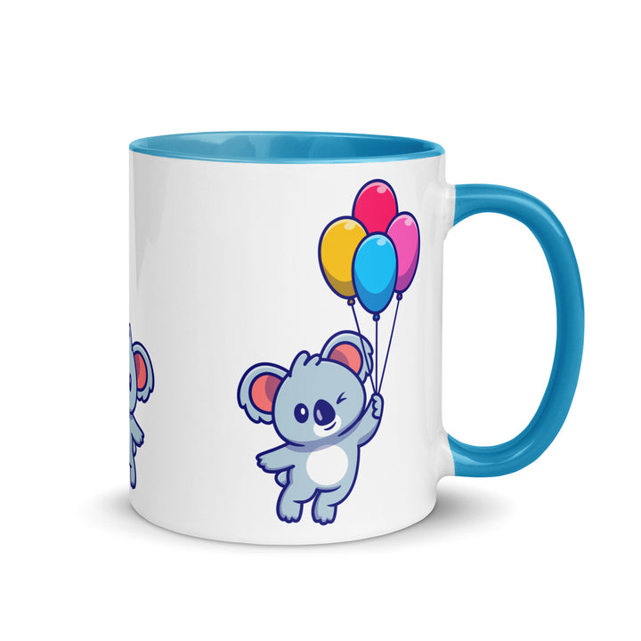 Koala with Balloons Mug with Color Inside - Blue / 11 oz - ArtyKoala