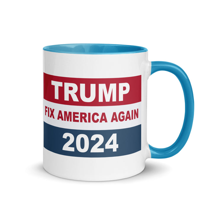 Tump Fix America Again 2024 Mug with Color Inside - Blue / 11 oz - ArtyKoala