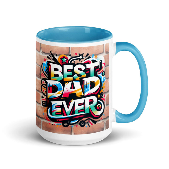 Best Dad Ever Mug with Color Inside - Blue / 15 oz - ArtyKoala