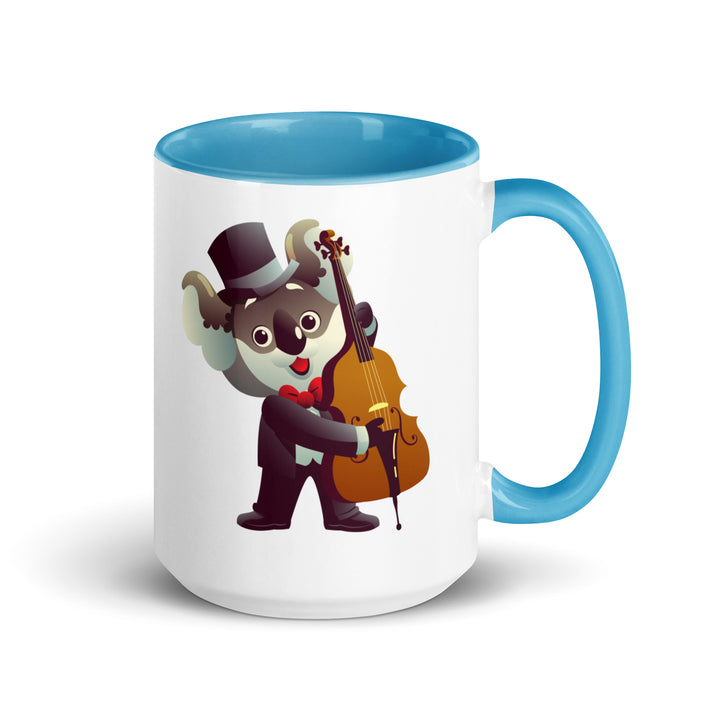 Koala Musicians Contra Bass Mug with Color Inside - Blue / 15 oz - ArtyKoala