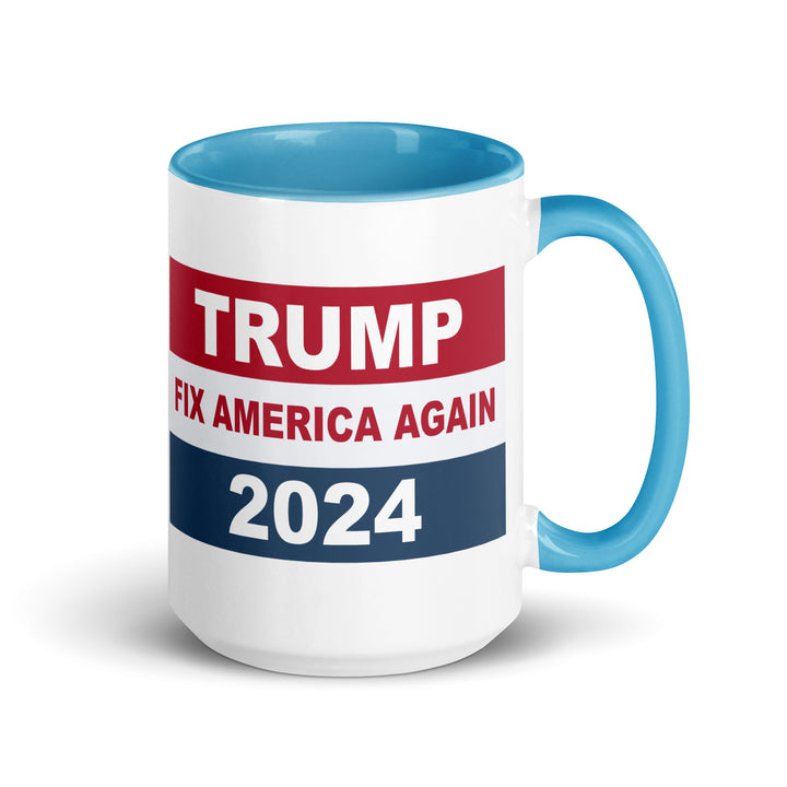 Tump Fix America Again 2024 Mug with Color Inside - Blue / 15 oz - ArtyKoala