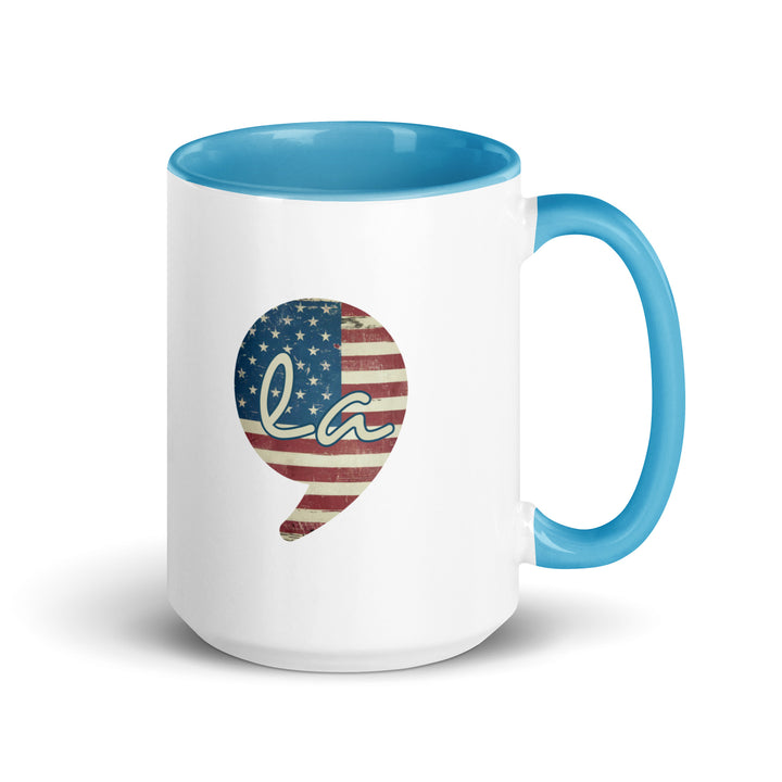 USA Comma La Mug with Color Inside - Blue / 15 oz - ArtyKoala