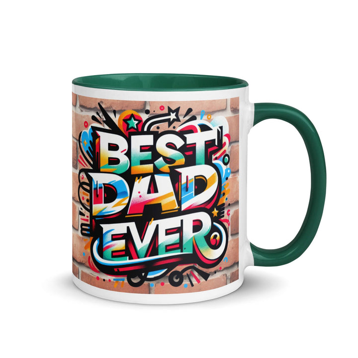 Best Dad Ever Mug with Color Inside - Dark green / 11 oz - ArtyKoala