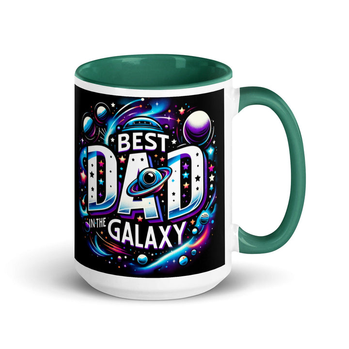 Best Dad In The Galaxy Mug with Color Inside - Dark green / 15 oz - ArtyKoala