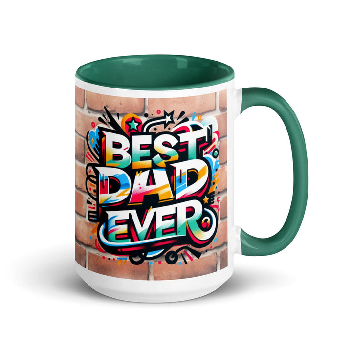 Best Dad Ever Mug with Color Inside - Dark green / 15 oz - ArtyKoala