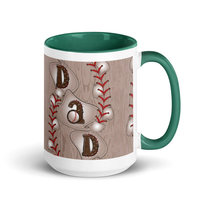 Dad Baseball Mug with Color Inside - Dark green / 15 oz - ArtyKoala