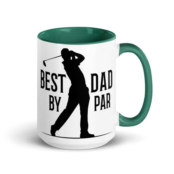 Best Dad By Par Mug with Color Inside - Dark green / 15 oz - ArtyKoala