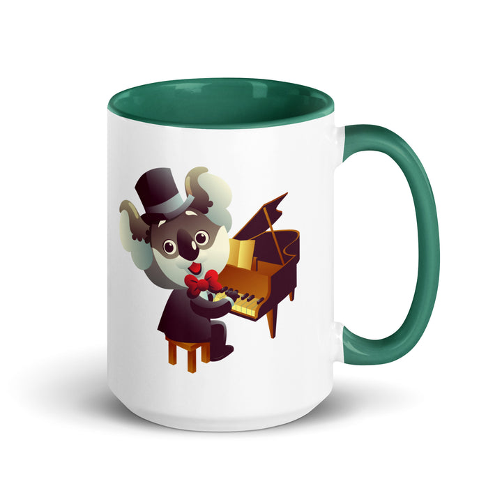 Koala Musicians Mug with Color Inside - Dark green / 15 oz - ArtyKoala