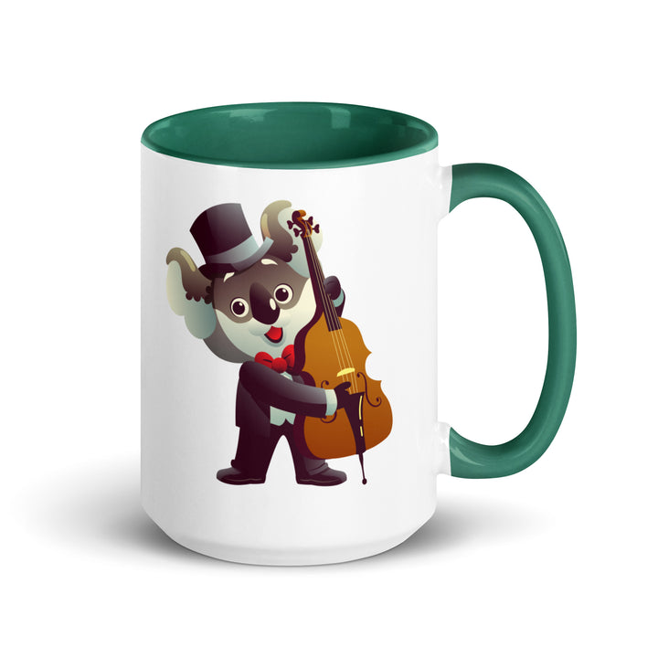 Koala Musicians Contra Bass Mug with Color Inside - Dark green / 15 oz - ArtyKoala