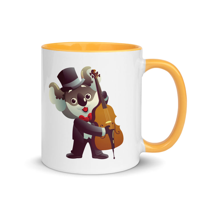 Koala Musicians Contra Bass Mug with Color Inside - Golden Yellow / 11 oz - ArtyKoala