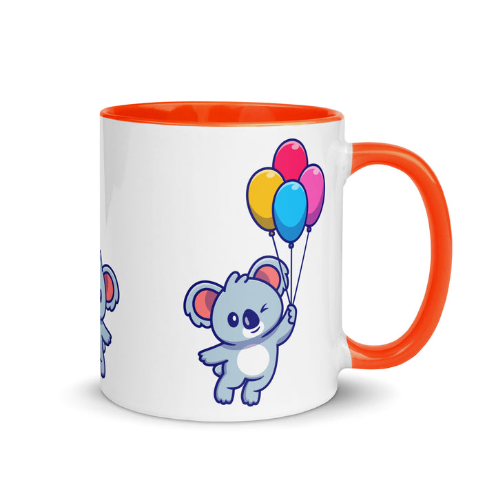 Koala with Balloons Mug with Color Inside - Orange / 11 oz - ArtyKoala