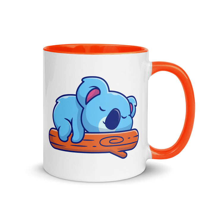 Koala Sleeping on a Log Mug with Color Inside - Orange / 11 oz - ArtyKoala