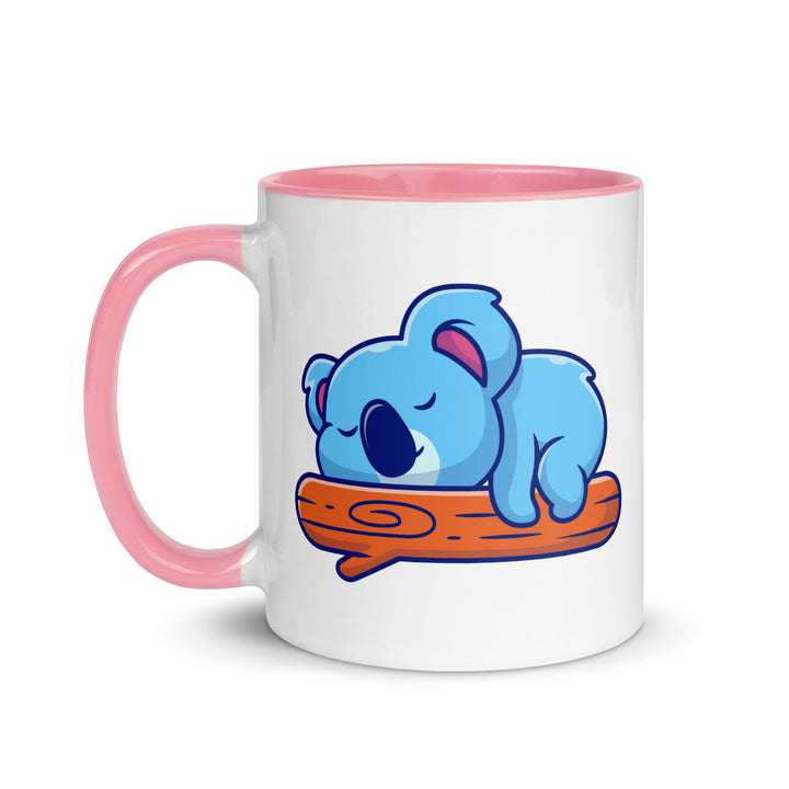 Koala Sleeping on a Log Mug with Color Inside - ArtyKoala