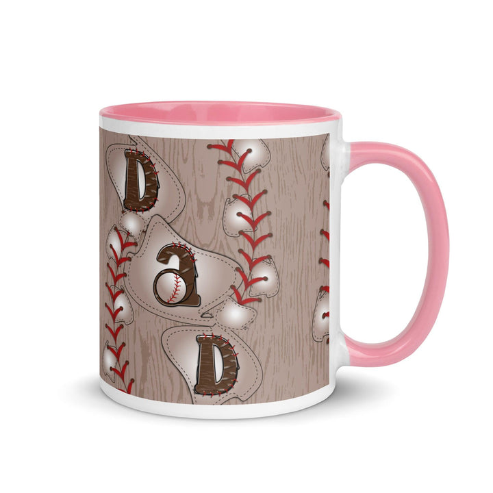 Dad Baseball Mug with Color Inside - Pink / 11 oz - ArtyKoala