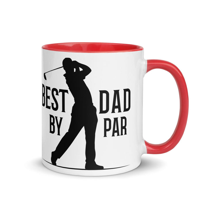 Best Dad By Par Mug with Color Inside - Red / 11 oz - ArtyKoala