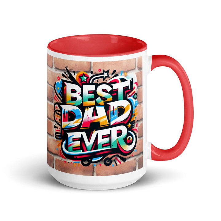 Best Dad Ever Mug with Color Inside - Red / 15 oz - ArtyKoala