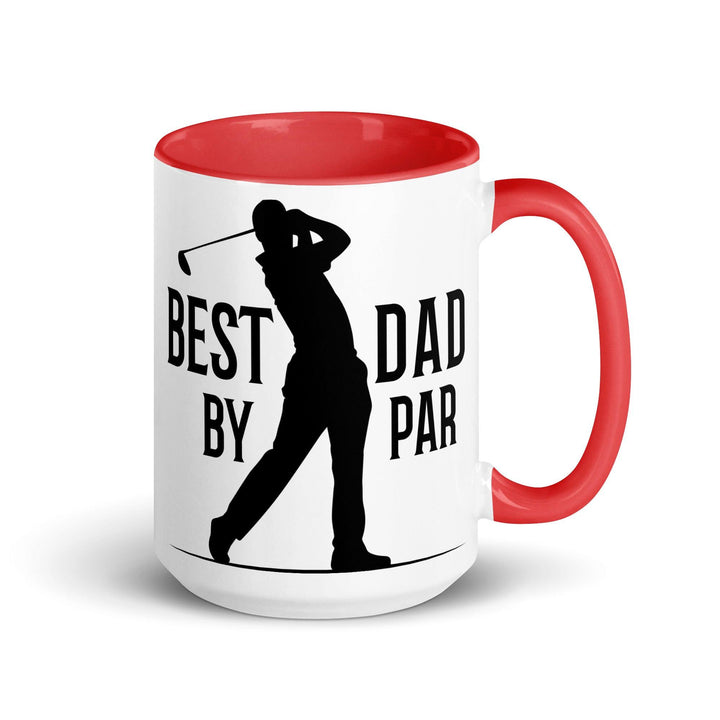 Best Dad By Par Mug with Color Inside - Red / 15 oz - ArtyKoala