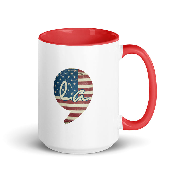 USA Comma La Mug with Color Inside - Red / 15 oz - ArtyKoala