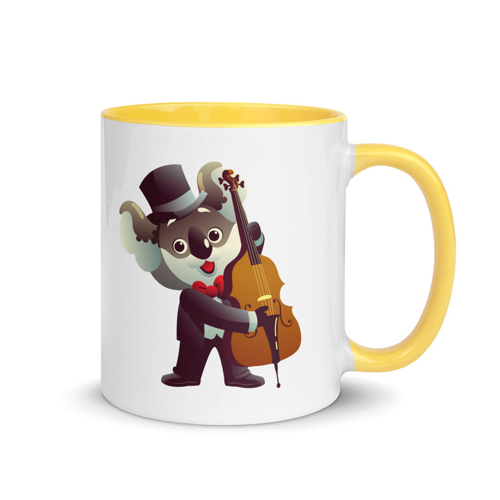 Koala Musicians Contra Bass Mug with Color Inside - Yellow / 11 oz - ArtyKoala