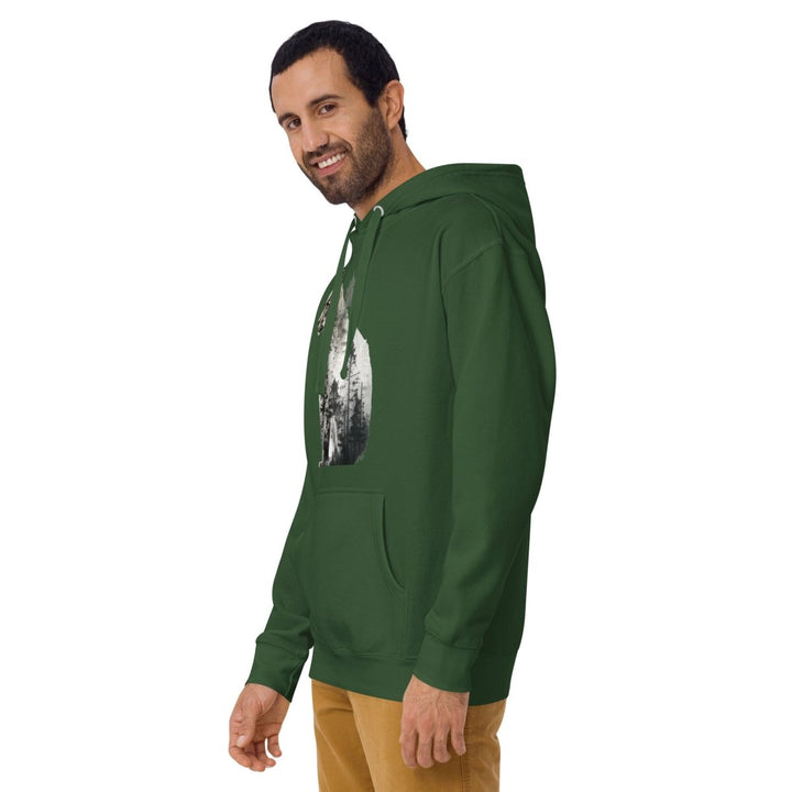 Wild Cat Graphic Hoodie - Forest Green - S - ArtyKoala