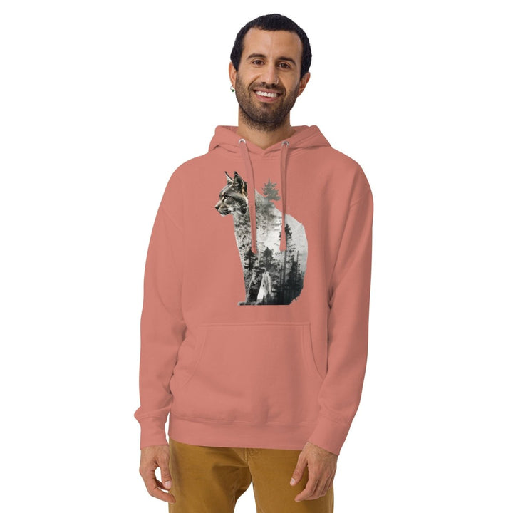 Wild Cat Graphic Hoodie - Dusty Rose - S - ArtyKoala