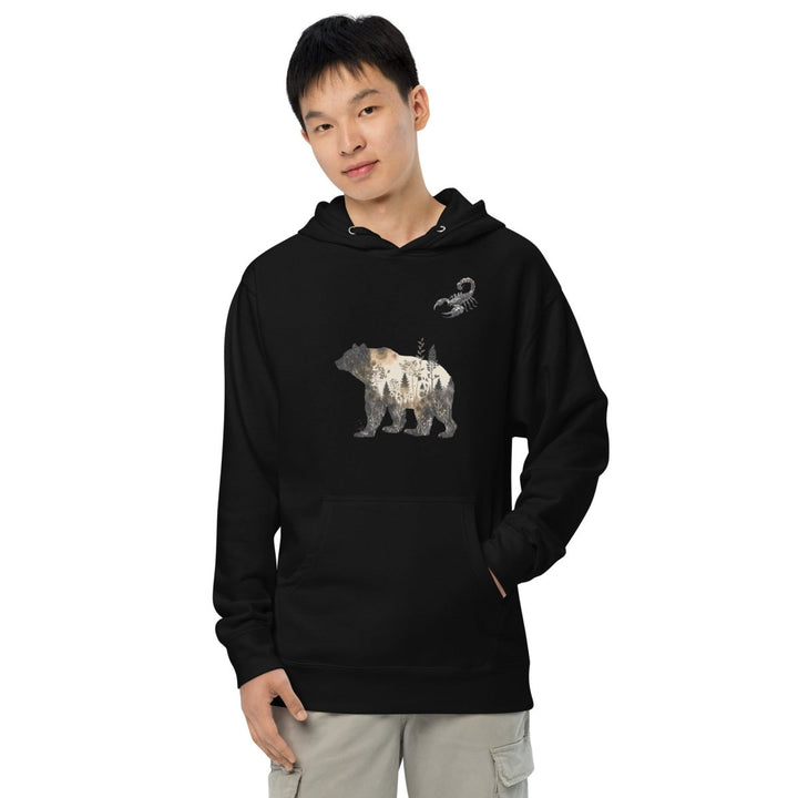 Wildlife Bear and Scorpion Graphic Hoodie - Black - S - ArtyKoala