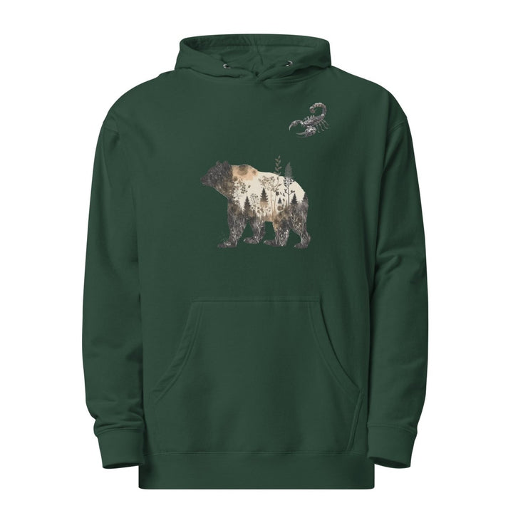 Wildlife Bear and Scorpion Graphic Hoodie - Alpine Green - S - ArtyKoala