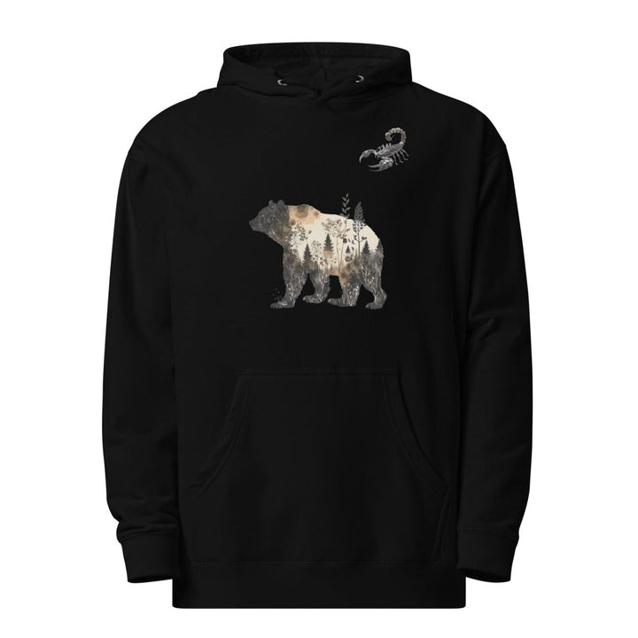 Wildlife Bear and Scorpion Graphic Hoodie - Black - S - ArtyKoala
