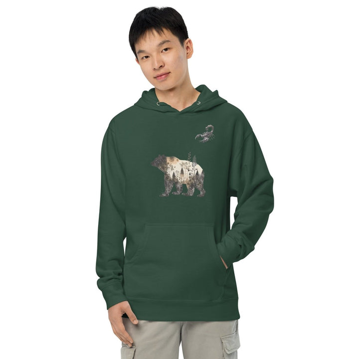 Wildlife Bear and Scorpion Graphic Hoodie - Alpine Green - S - ArtyKoala
