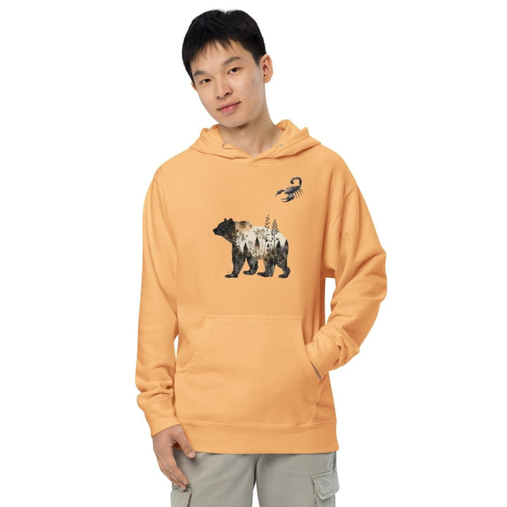 Wildlife Bear and Scorpion Graphic Hoodie - Peach - S - ArtyKoala