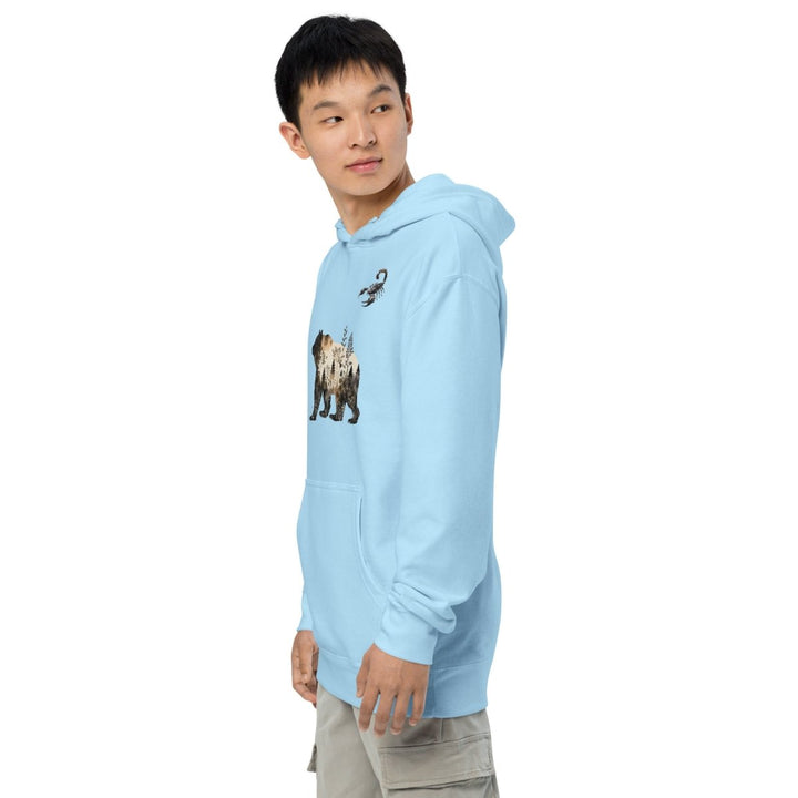 Wildlife Bear and Scorpion Graphic Hoodie - Blue Aqua - S - ArtyKoala