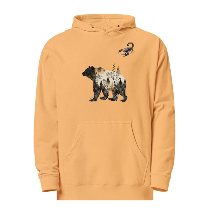 Wildlife Bear and Scorpion Graphic Hoodie - Peach - S - ArtyKoala