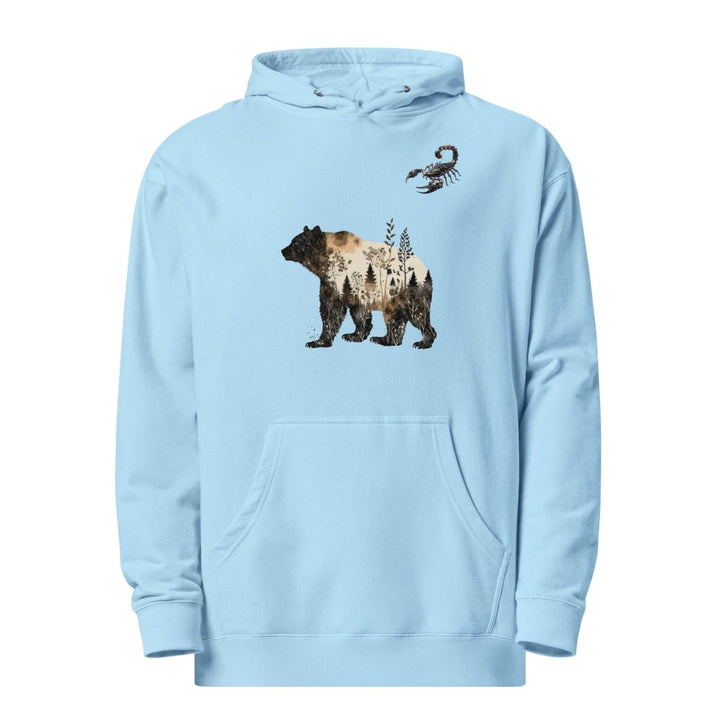 Wildlife Bear and Scorpion Graphic Hoodie - Blue Aqua - S - ArtyKoala