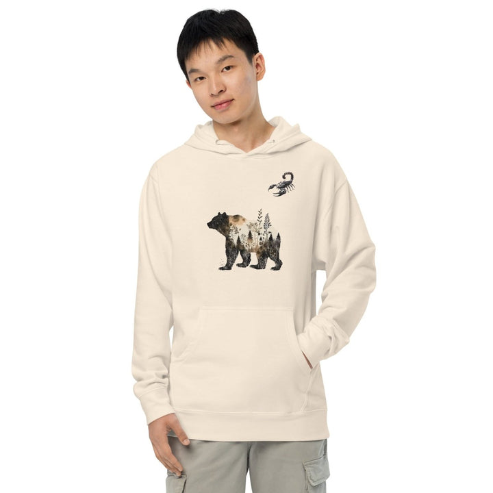 Wildlife Bear and Scorpion Graphic Hoodie - Bone - S - ArtyKoala