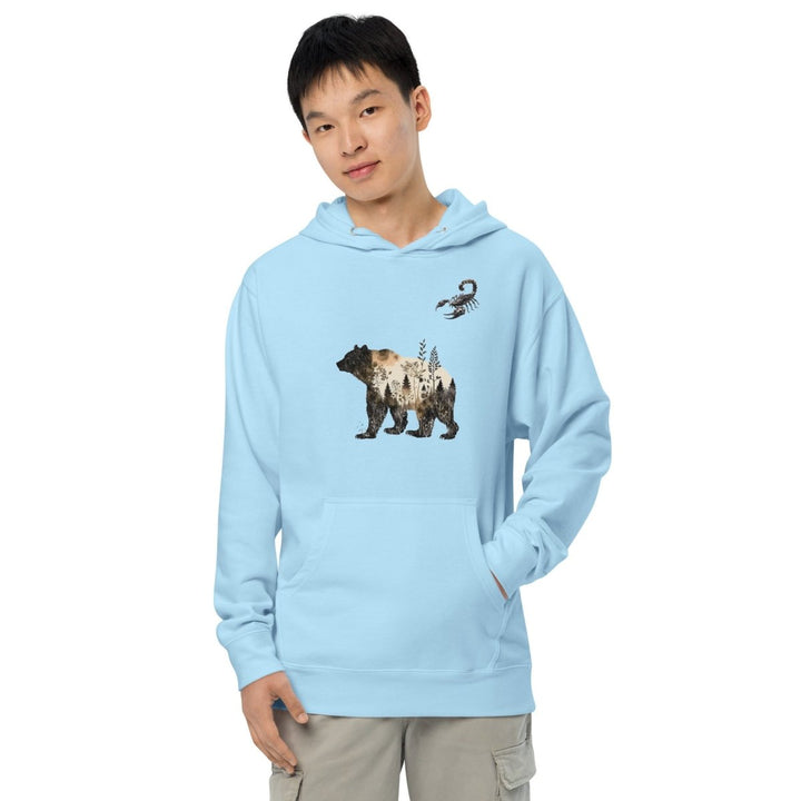 Wildlife Bear and Scorpion Graphic Hoodie - Blue Aqua - S - ArtyKoala