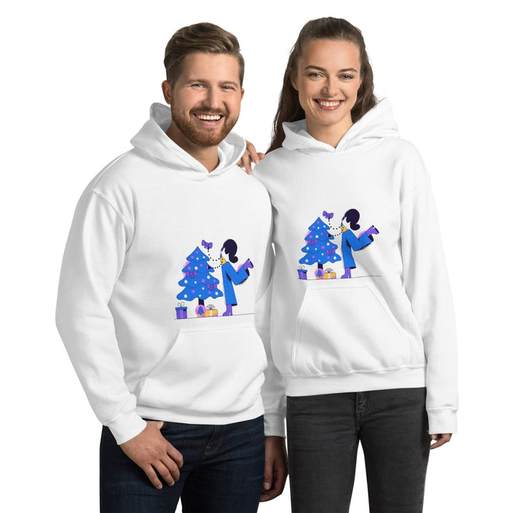 Woman and Pine Graphic Hoodie - White - S - ArtyKoala