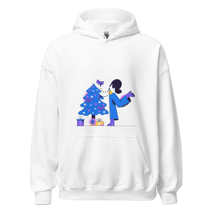 Woman and Pine Graphic Hoodie - White - S - ArtyKoala
