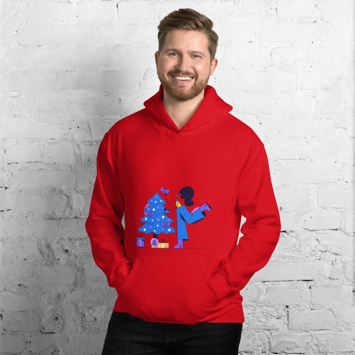 Woman and Pine Graphic Hoodie - Red - S - ArtyKoala