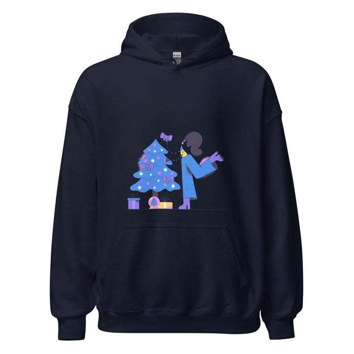 Woman and Pine Graphic Hoodie - Navy - S - ArtyKoala