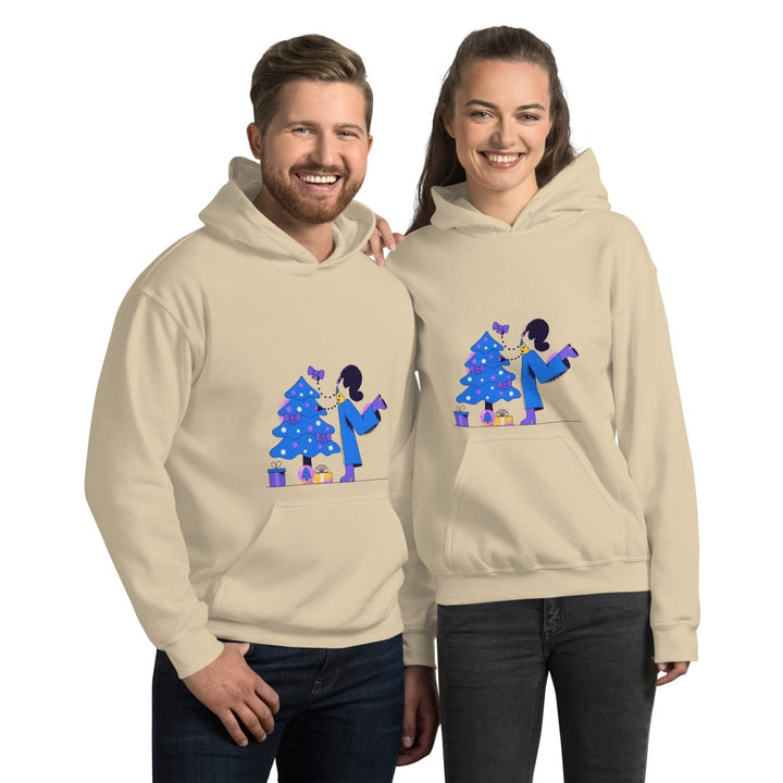 Woman and Pine Graphic Hoodie - White - S - ArtyKoala