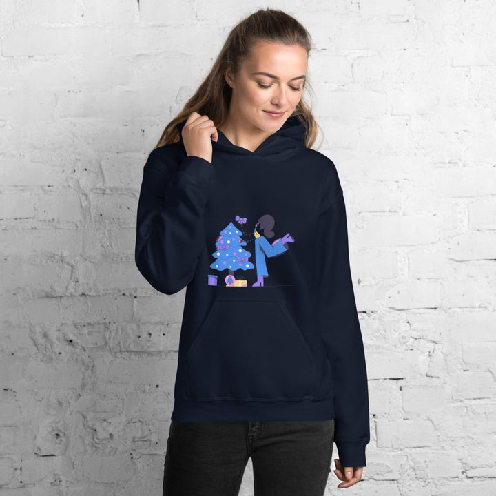 Woman and Pine Graphic Hoodie - Navy - S - ArtyKoala