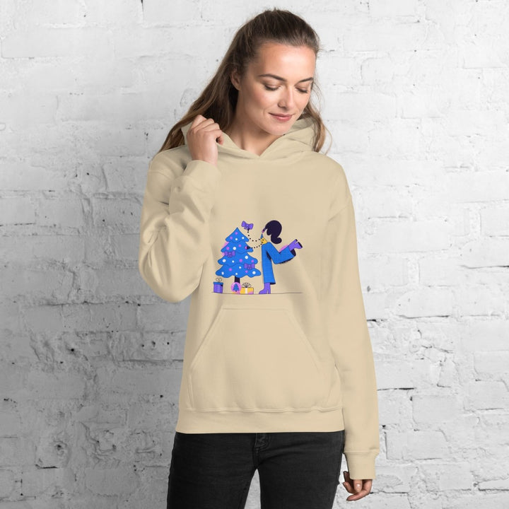 Woman and Pine Graphic Hoodie - Sand - S - ArtyKoala