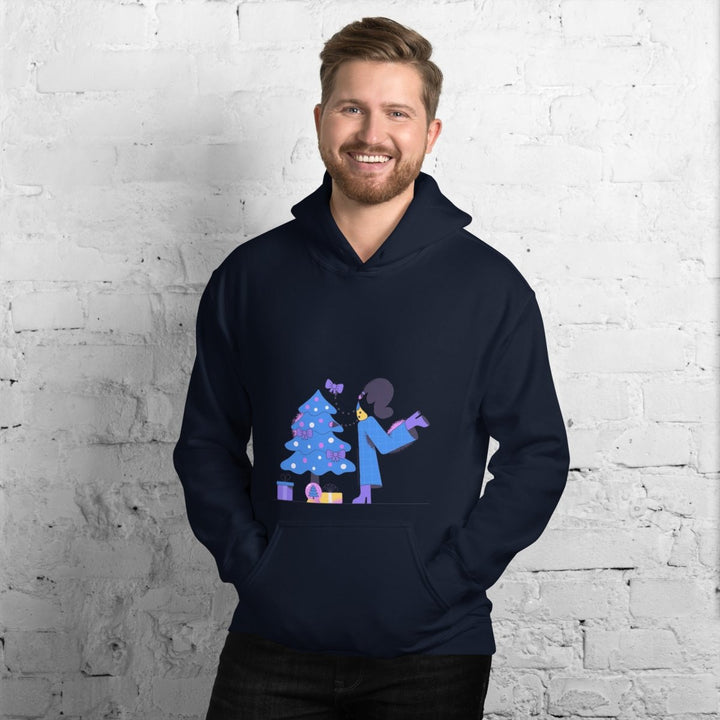 Woman and Pine Graphic Hoodie - Navy - S - ArtyKoala