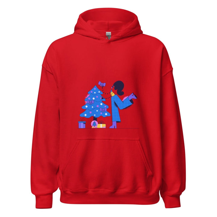 Woman and Pine Graphic Hoodie - Red - S - ArtyKoala