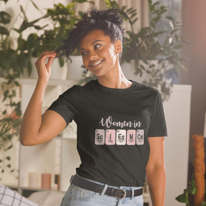 Women In Science Woman Graphic Tee - Black - S - ArtyKoala