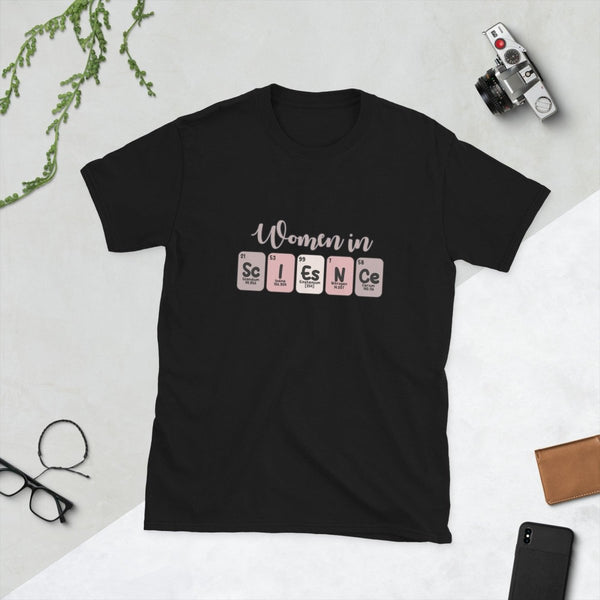 Women In Science Woman Graphic Tee - Black - S - ArtyKoala