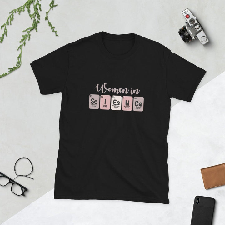 Women In Science Woman Graphic Tee - Black - S - ArtyKoala
