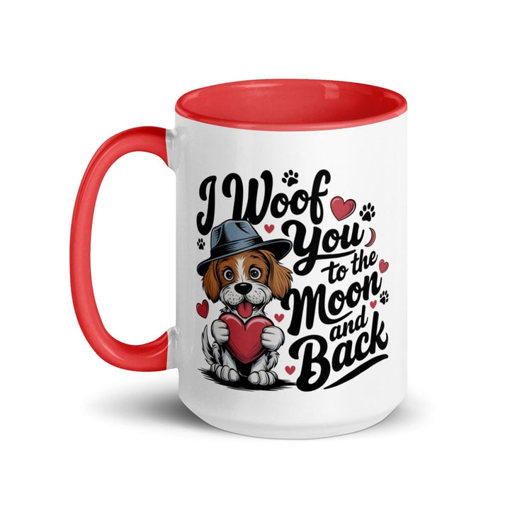 Woof You to the Moon Colorful Print Mug - Blue - 15 oz - ArtyKoala